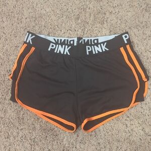 PINK Victoria's Secret Black Shorts with Orange Trim